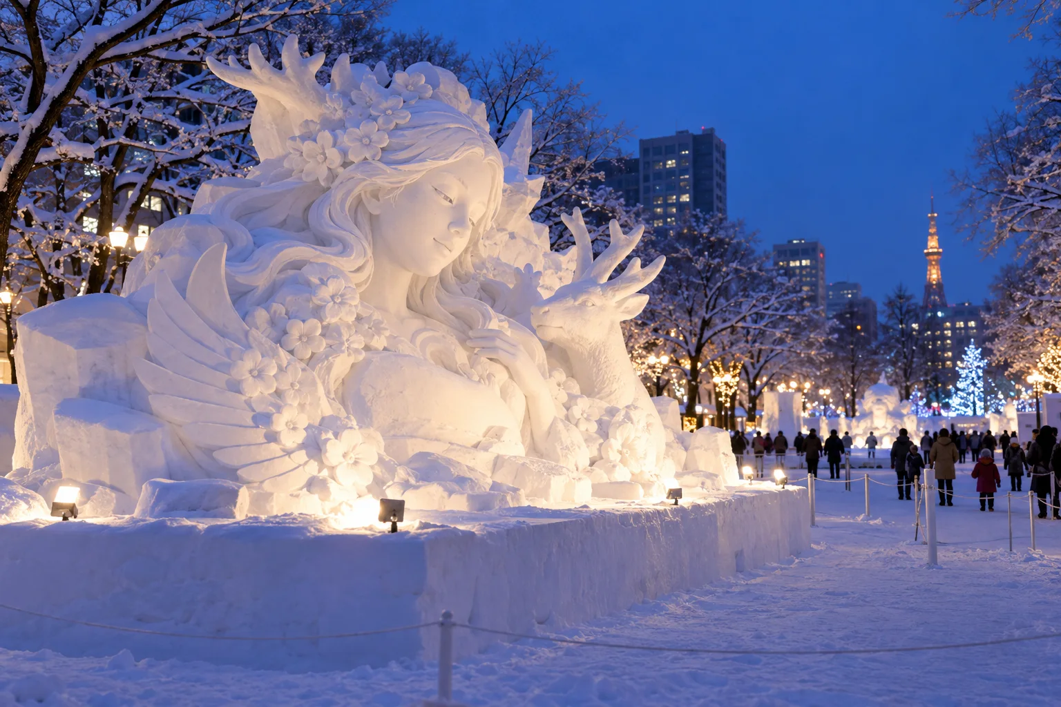 札幌大通公園雪雕與冬季街景