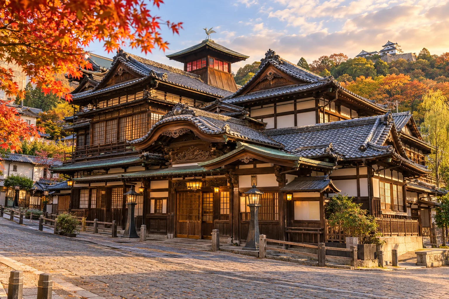 四國道後溫泉本館秋季街景