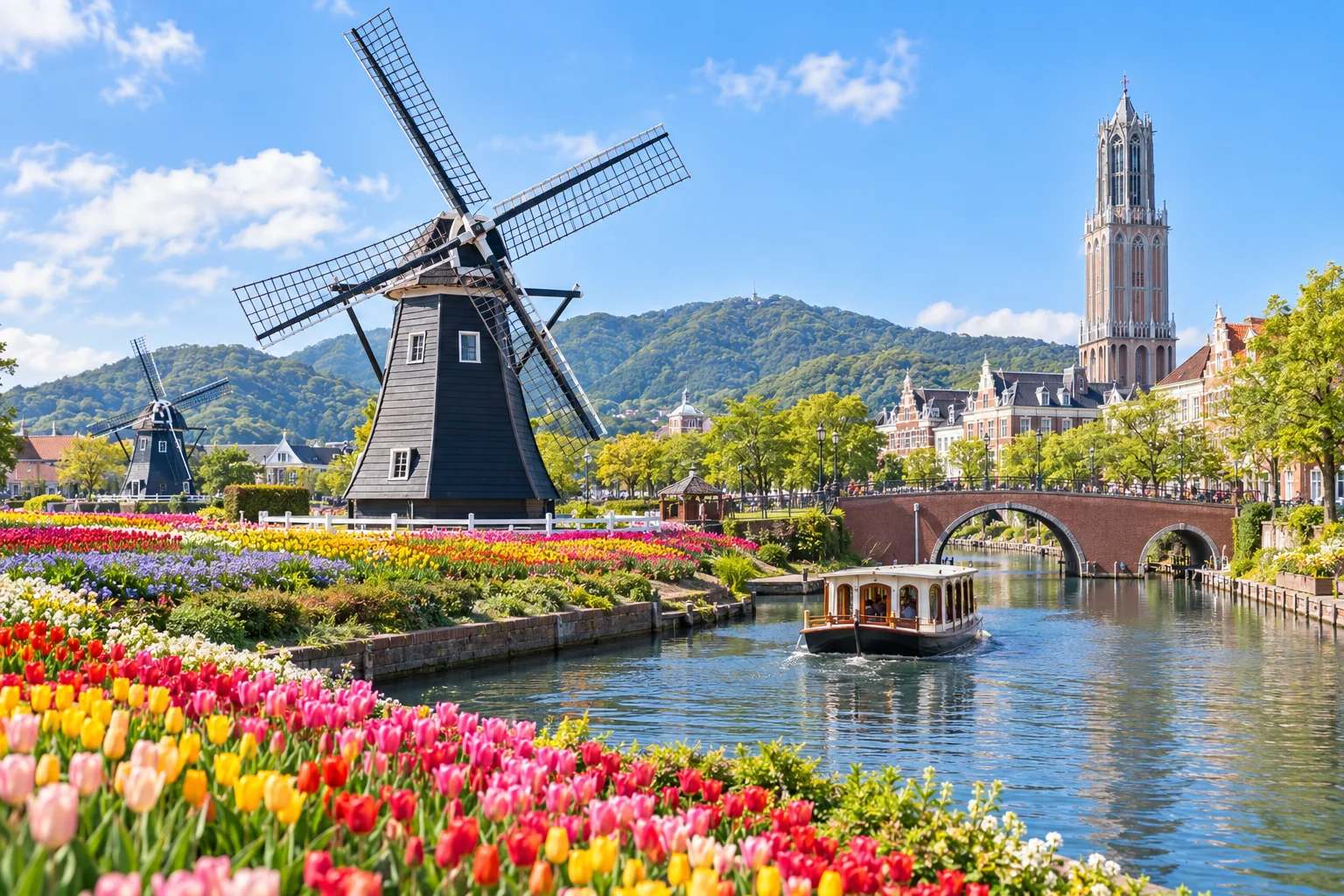 長崎豪斯登堡運河與花田