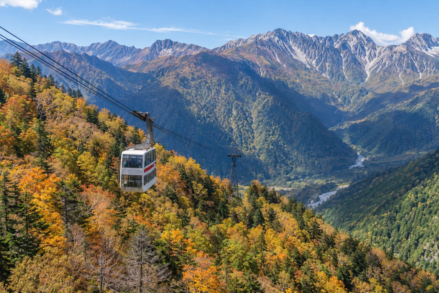 新穗高纜車與北阿爾卑斯山秋景