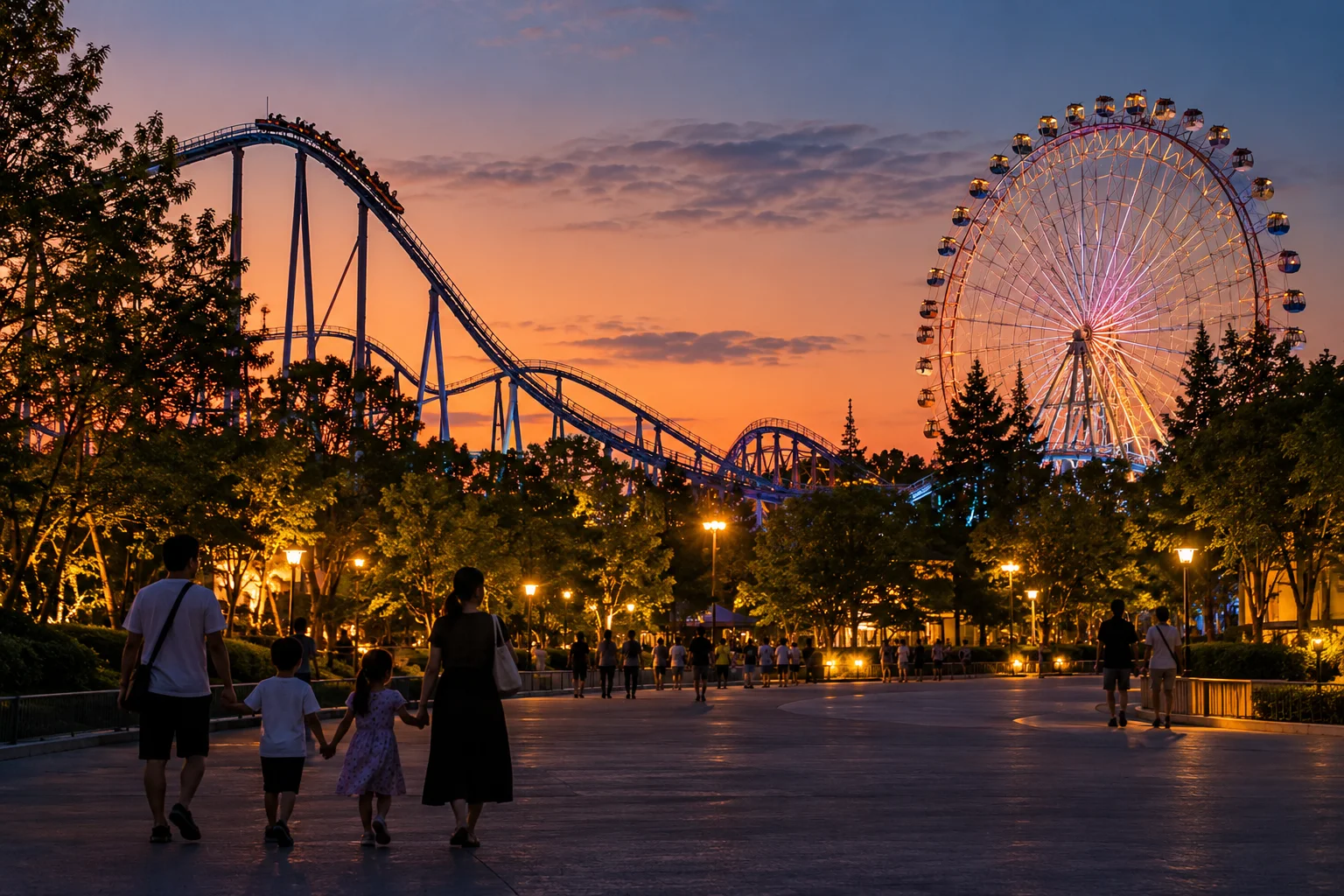 大阪主題樂園夏日晚景