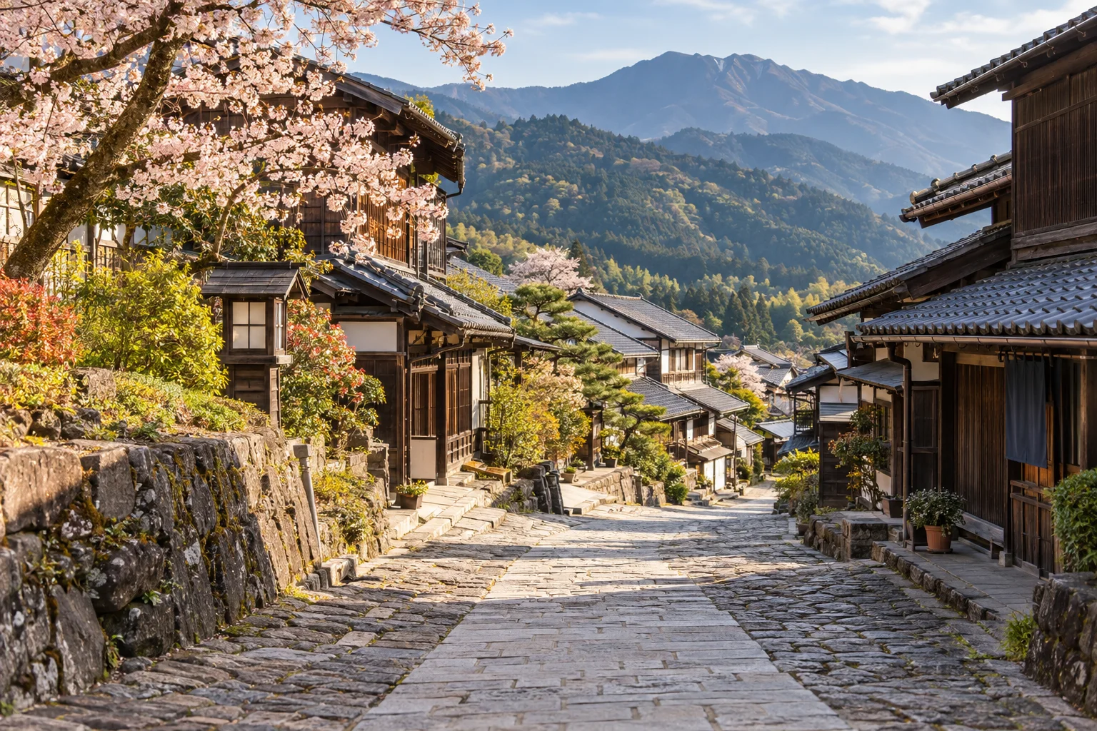 馬籠宿石板老街